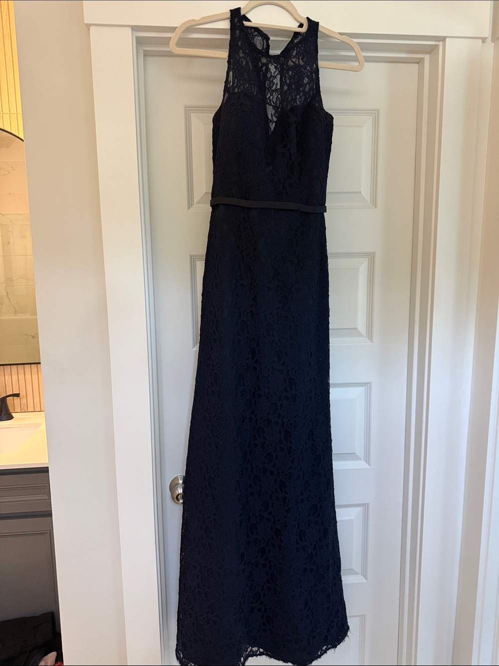 Lace Halter Evening/Bridesmaid Dress -navy